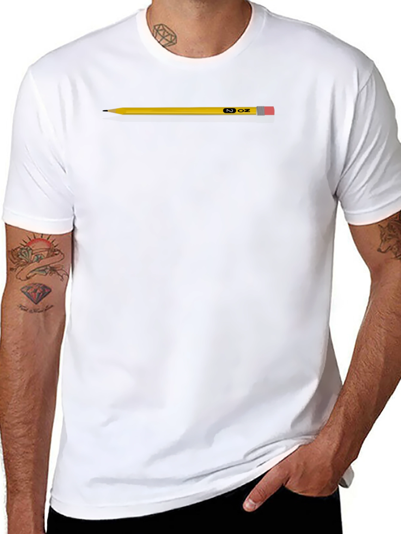 Pencil Graphic T-Shirt - Mens Black Cotton Tee