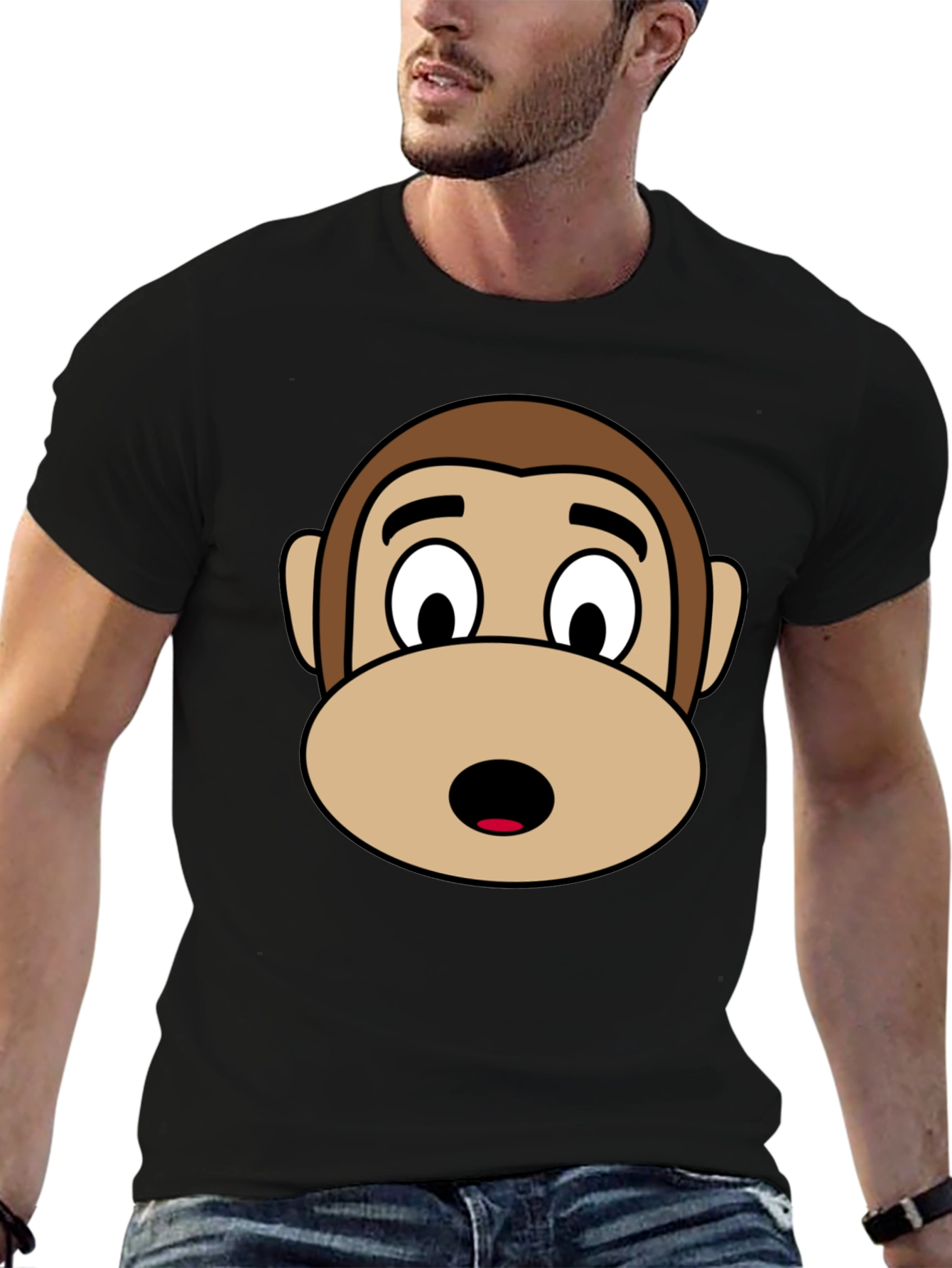 Monkey Face Graphic Tee - Black Unisex T-Shirt