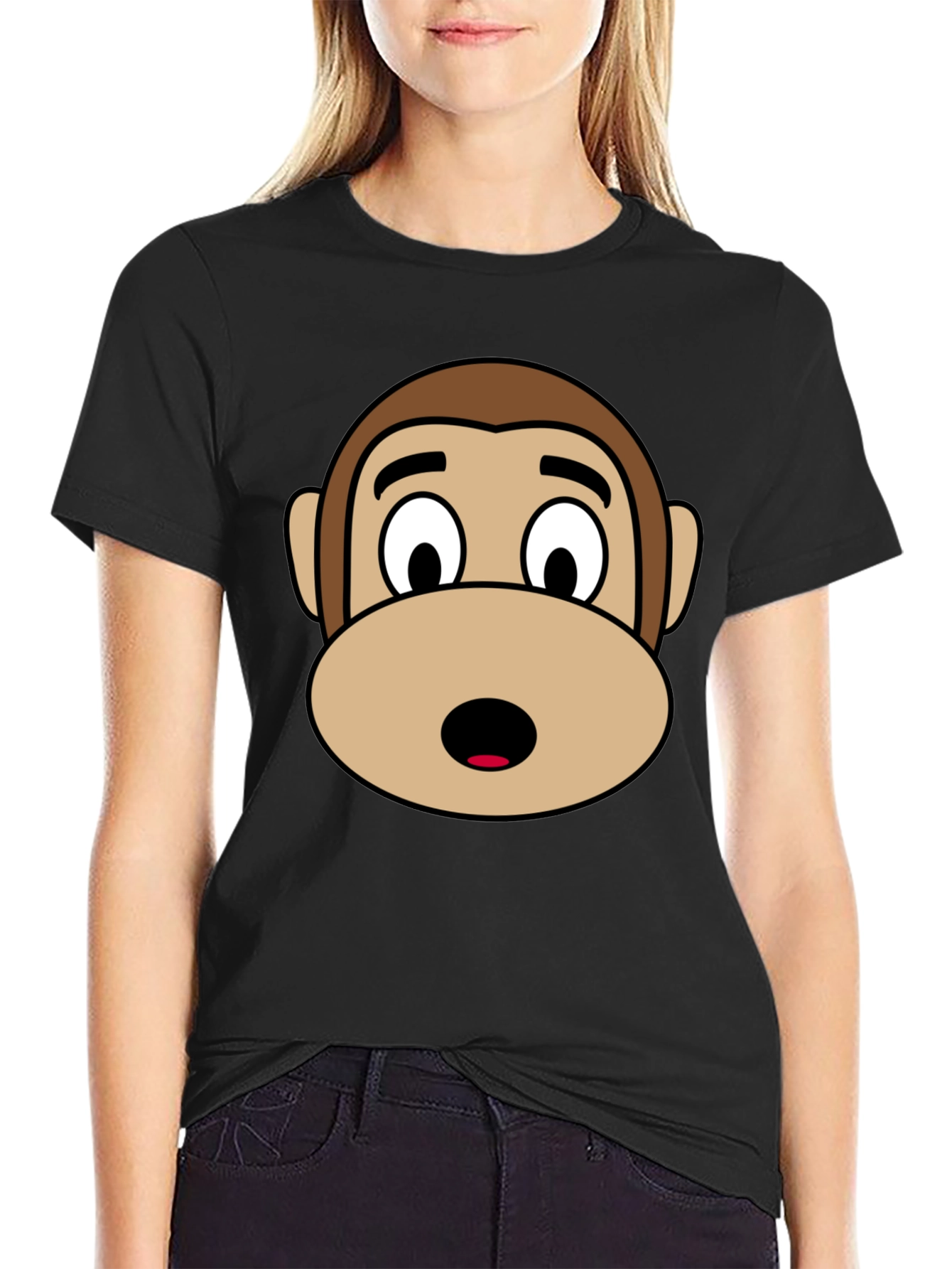 Monkey Face Graphic Tee - Black Unisex T-Shirt