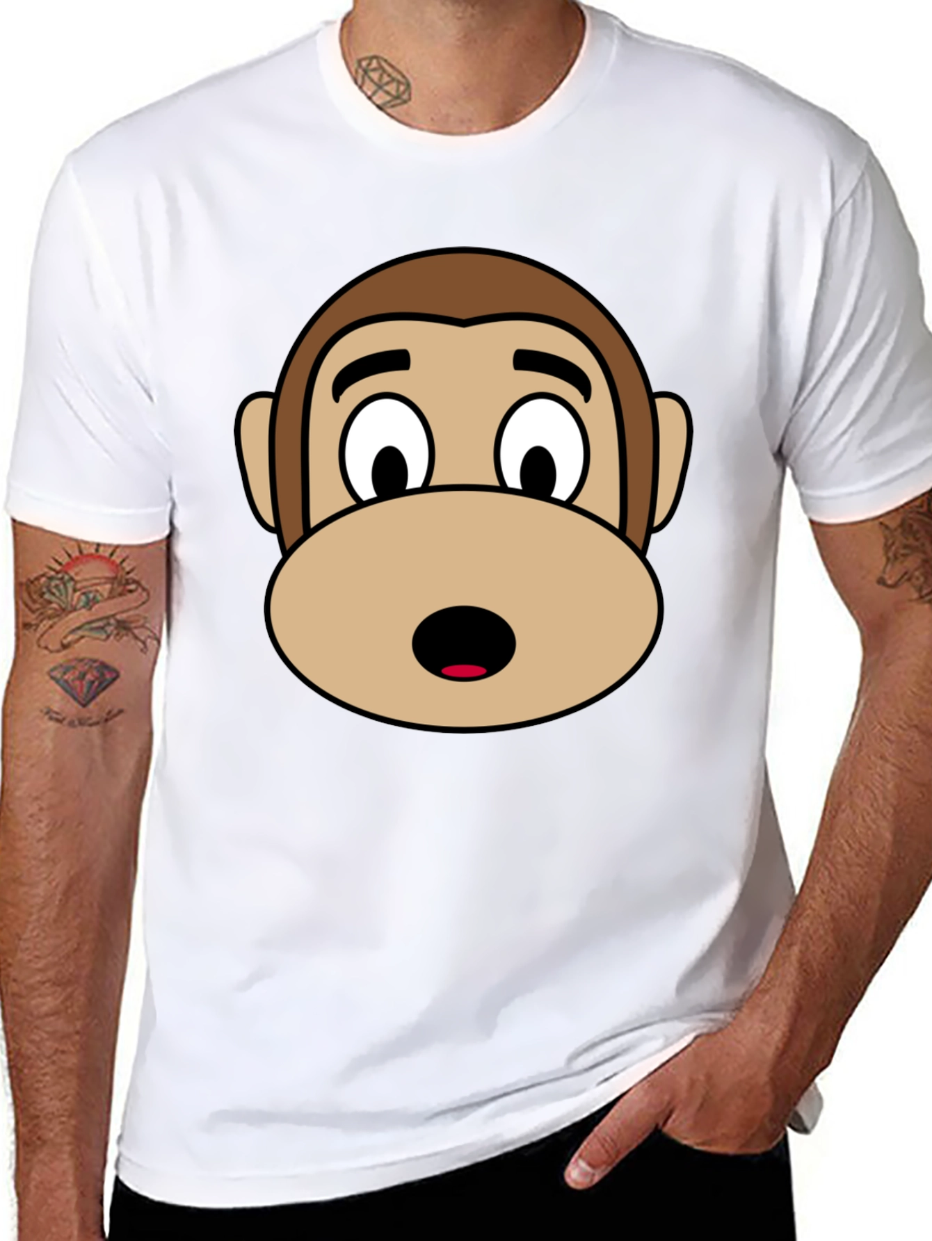 Monkey Face Graphic Tee - Black Unisex T-Shirt
