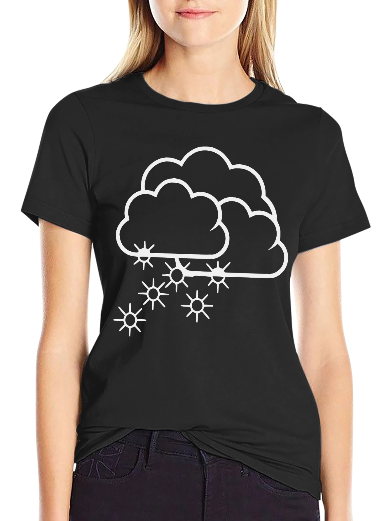 Snowy Cloud Graphic Tee - Black Cotton Blend