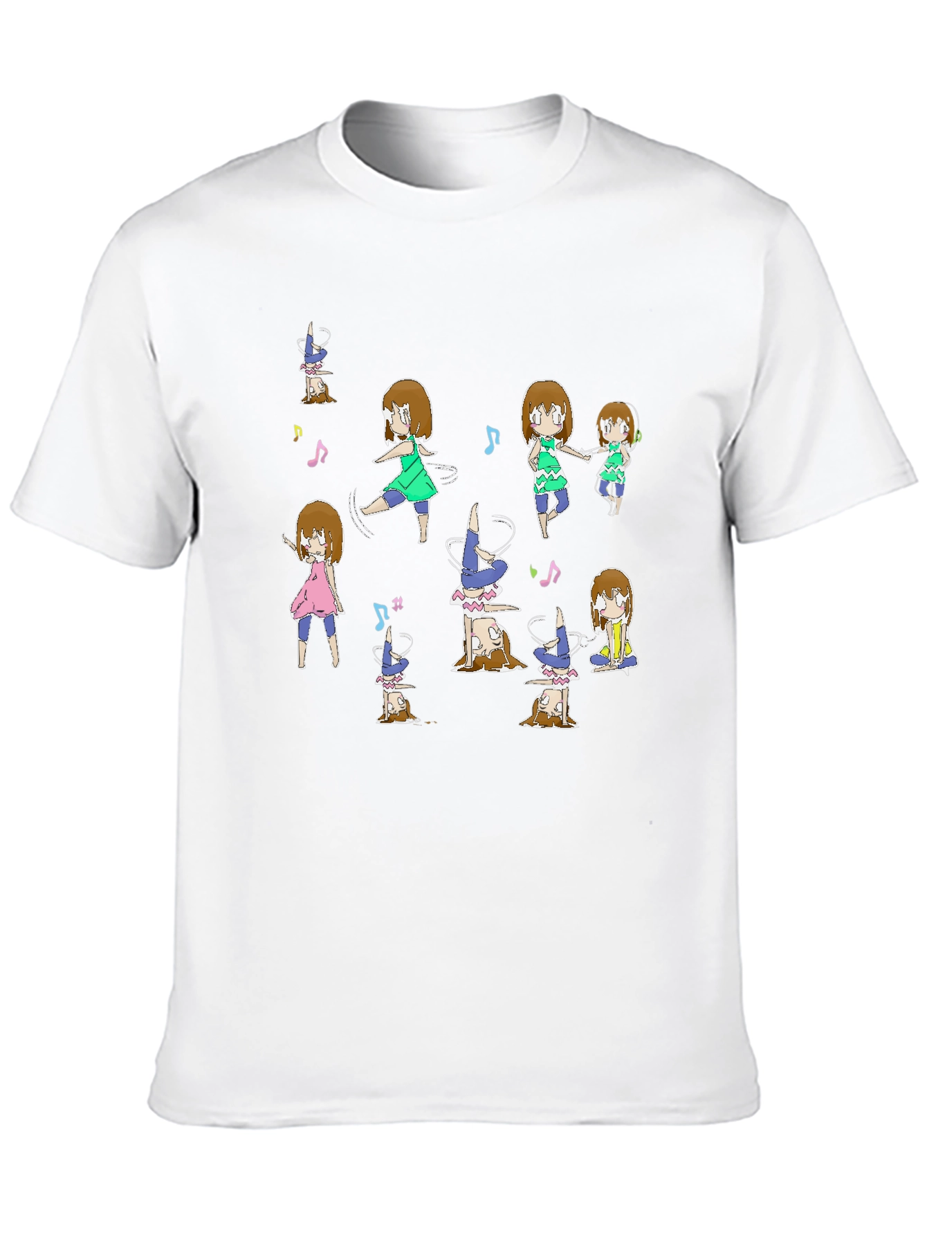 Fun Dancing Anime Character Graphic Black Tee