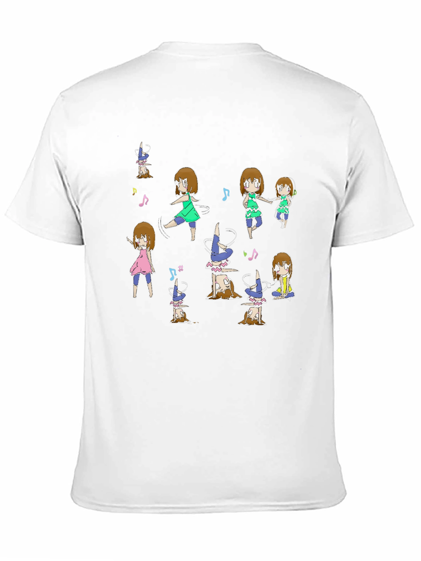 Fun Dancing Anime Character Graphic Black Tee