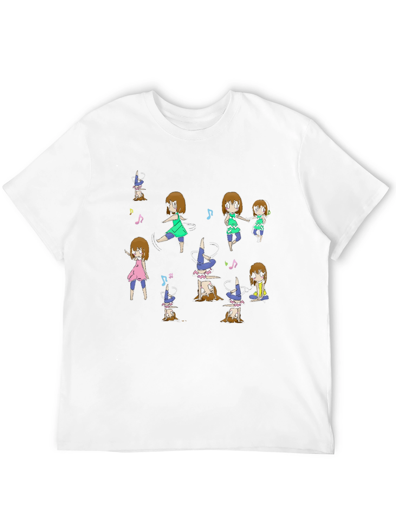 Fun Dancing Anime Character Graphic Black Tee