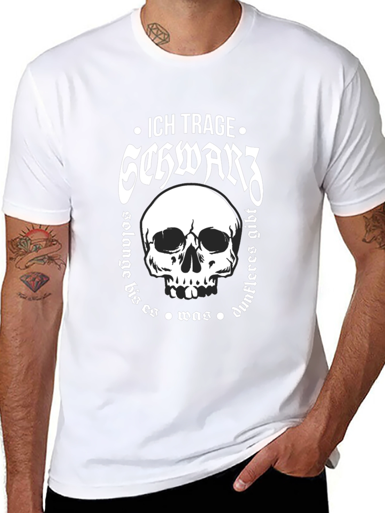 Ich Trage Schwarz Skull Graphic T-Shirt