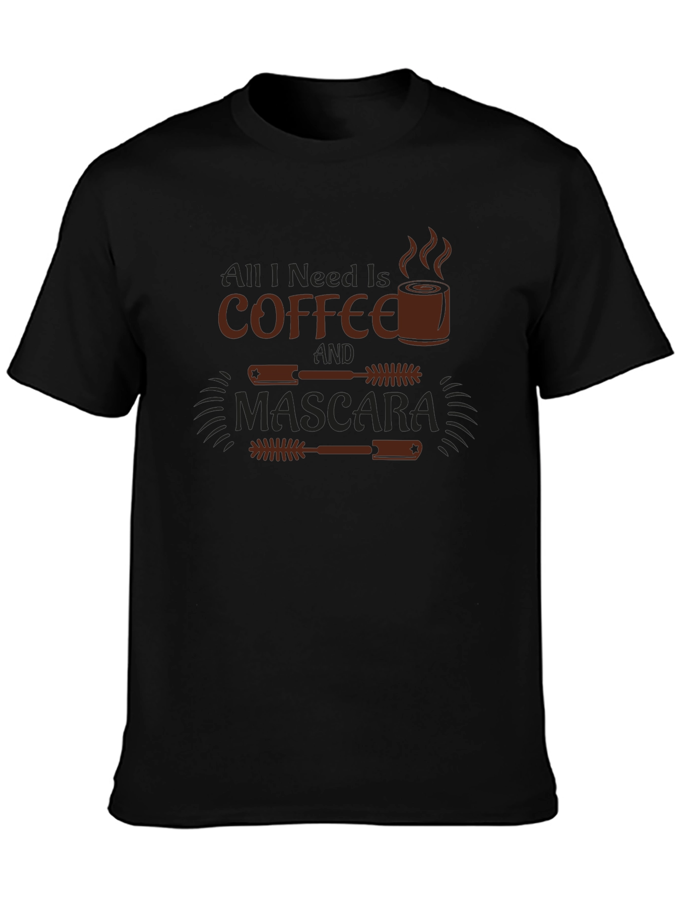 Coffee & Mascara Graphic Tee - Black Casual T-Shirt