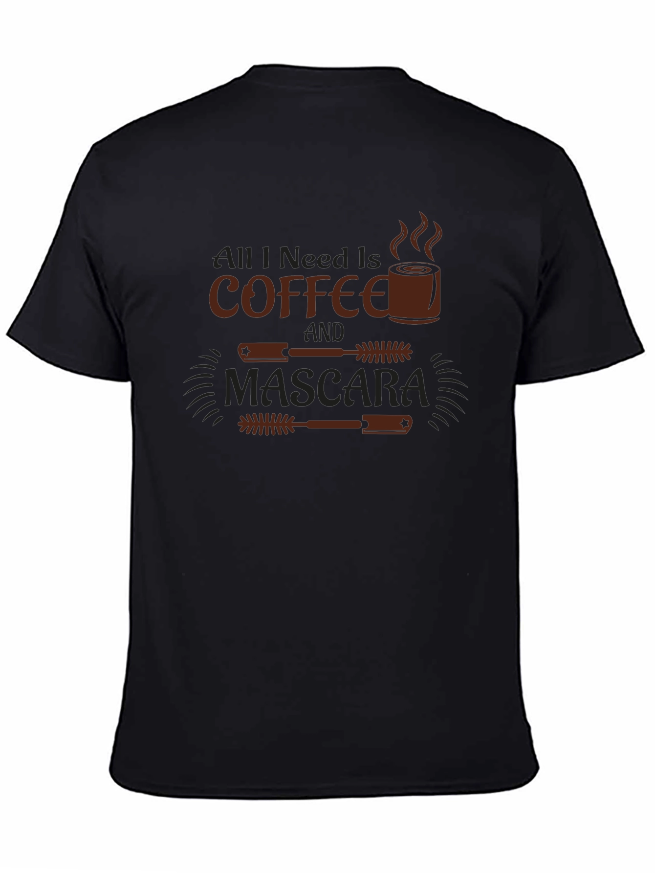 Coffee & Mascara Graphic Tee - Black Casual T-Shirt