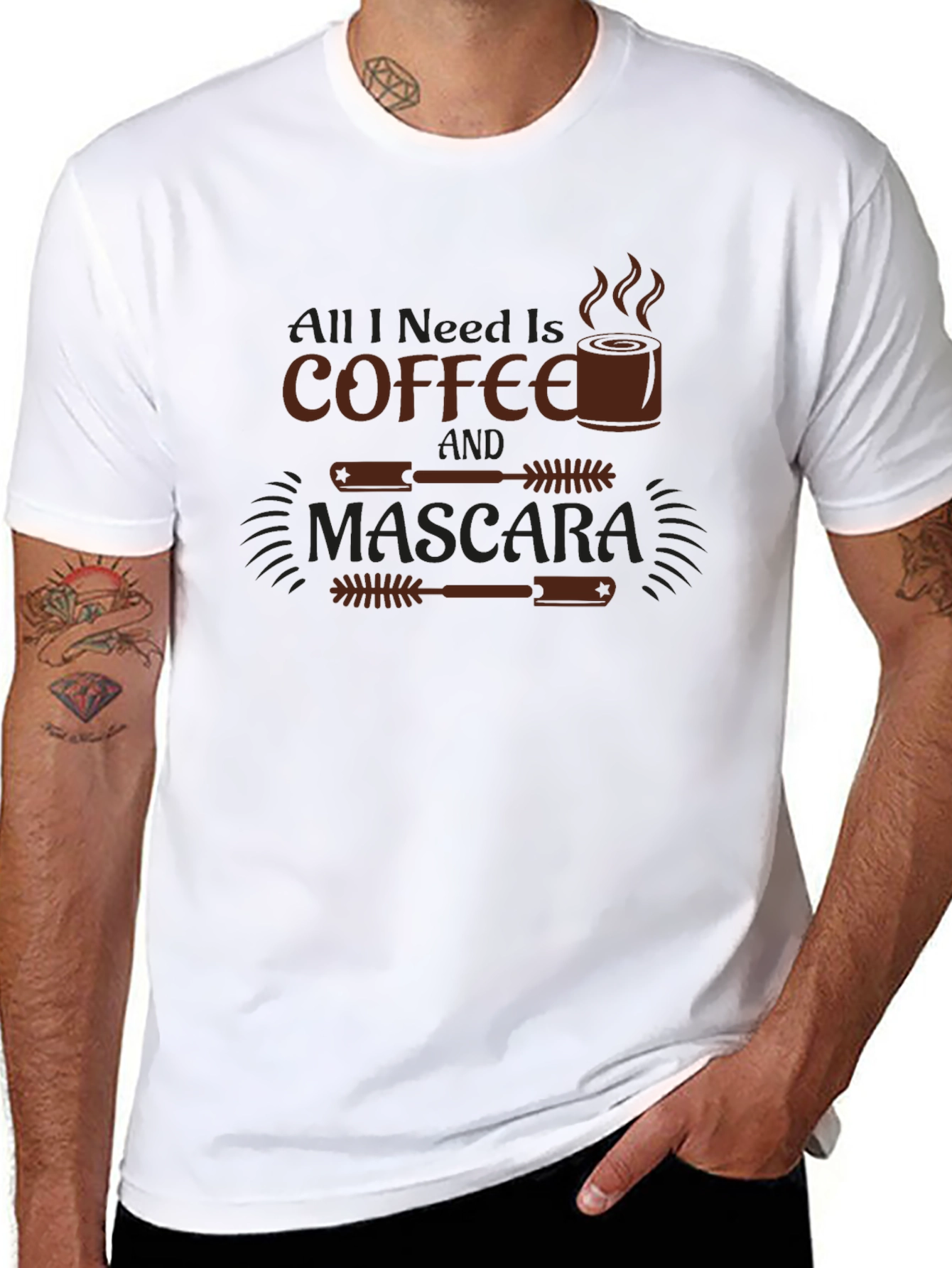 Coffee & Mascara Graphic Tee - Black Casual T-Shirt