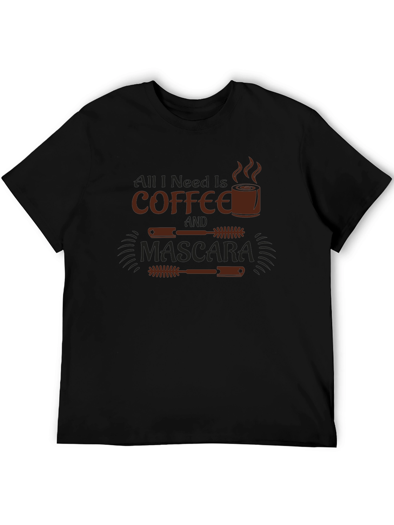 Coffee & Mascara Graphic Tee - Black Casual T-Shirt