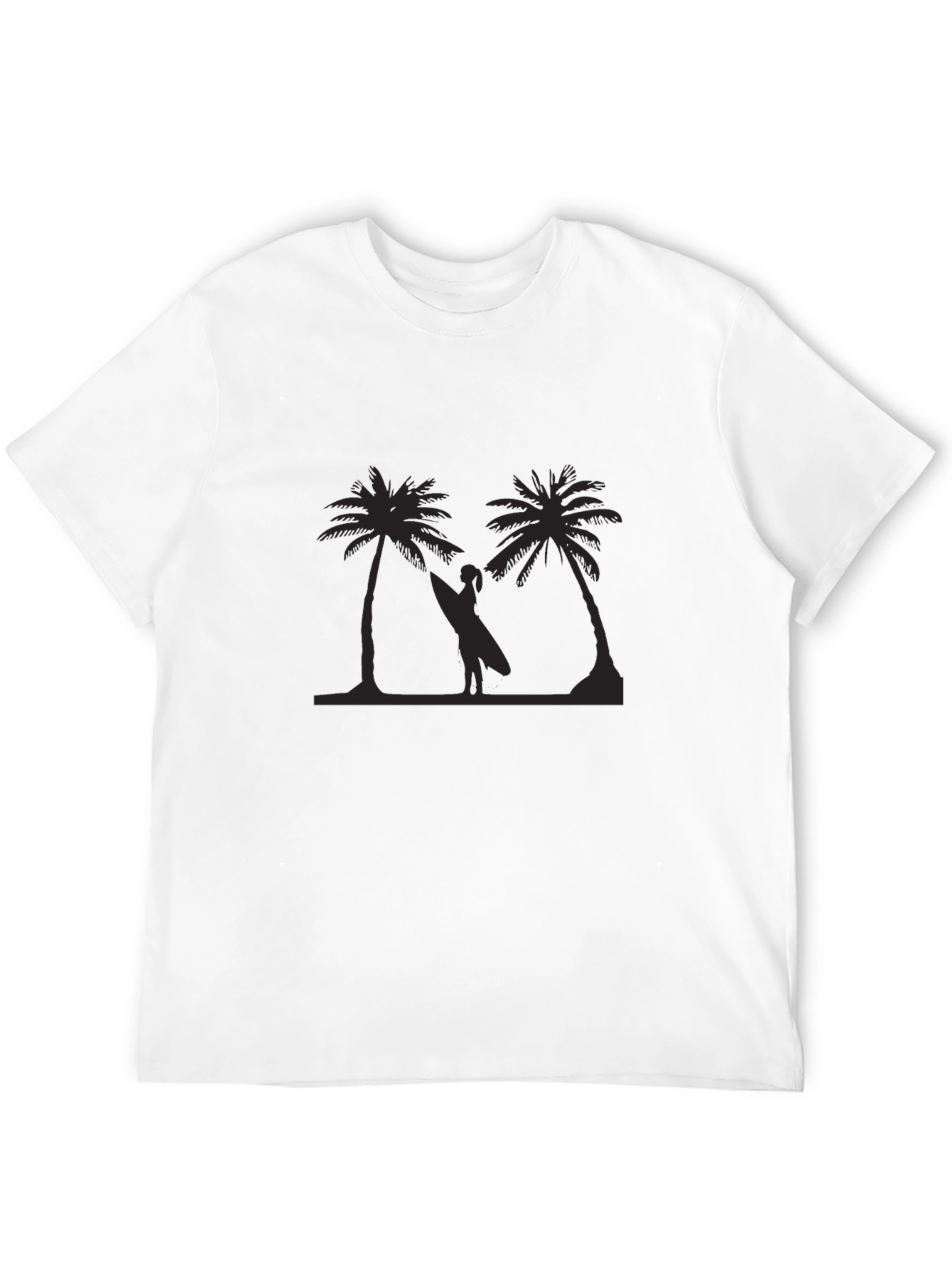 Tropical Palm Tree Surfer Graphic T-Shirt