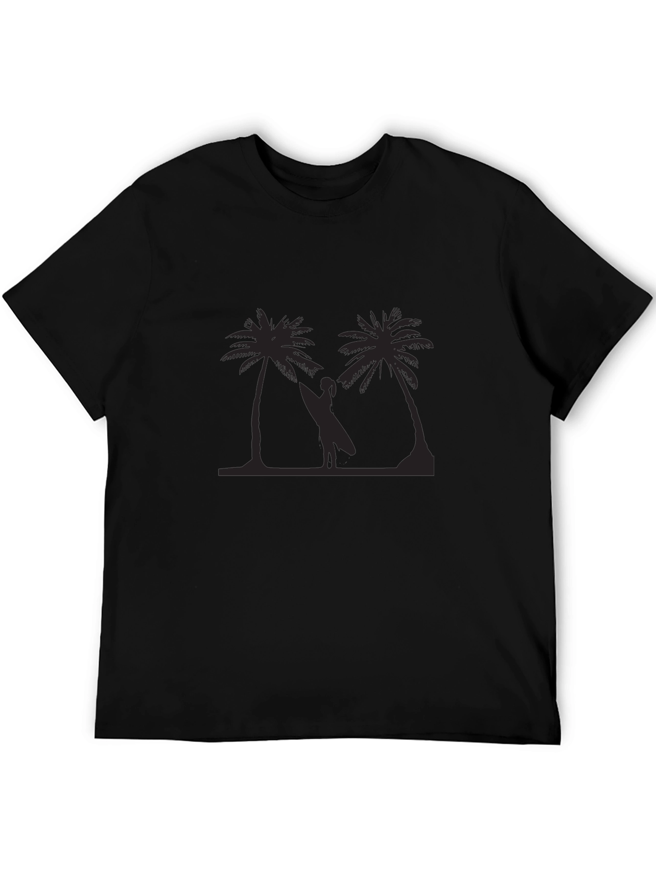 Tropical Palm Tree Surfer Graphic T-Shirt