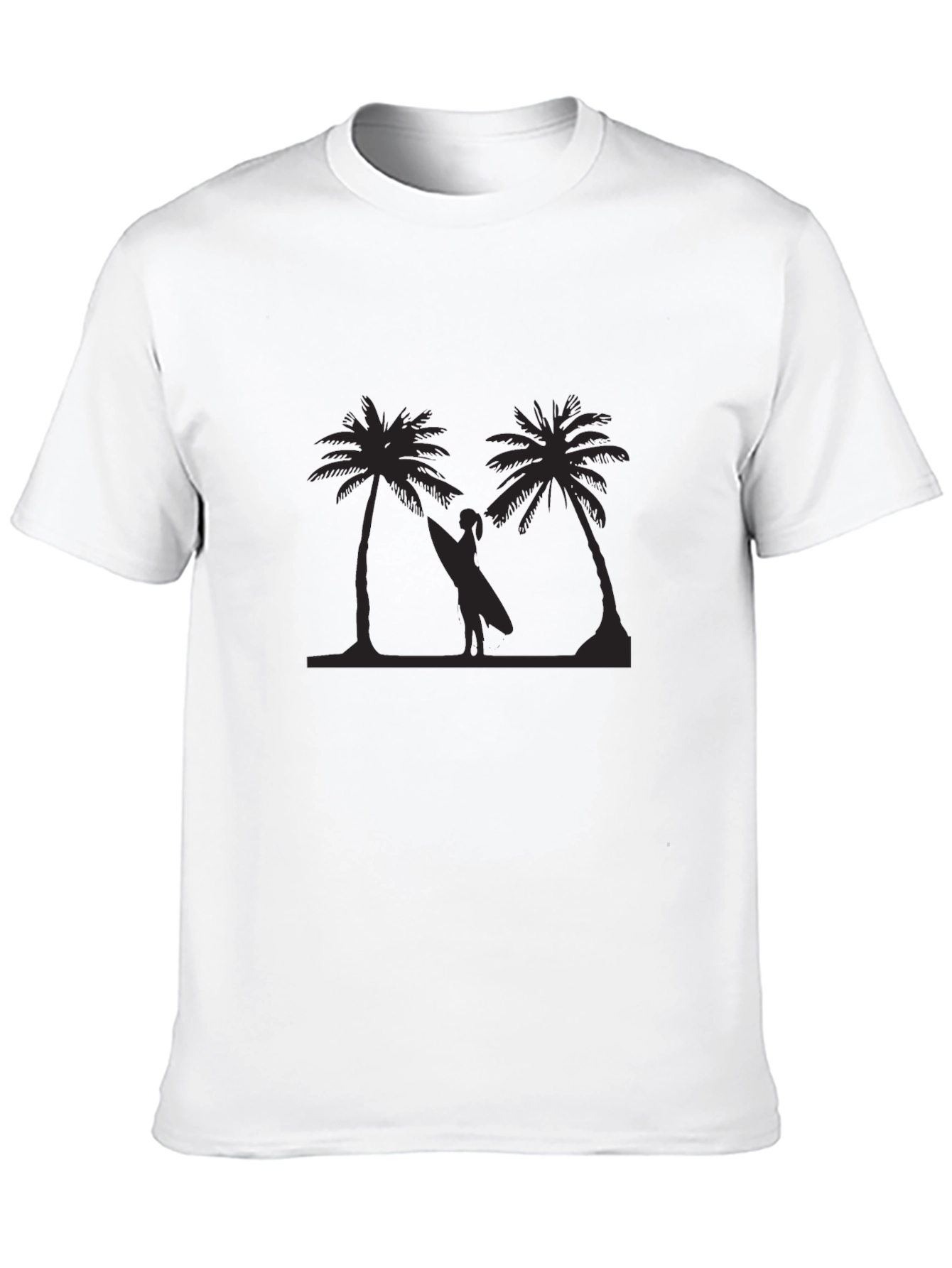 Tropical Palm Tree Surfer Graphic T-Shirt