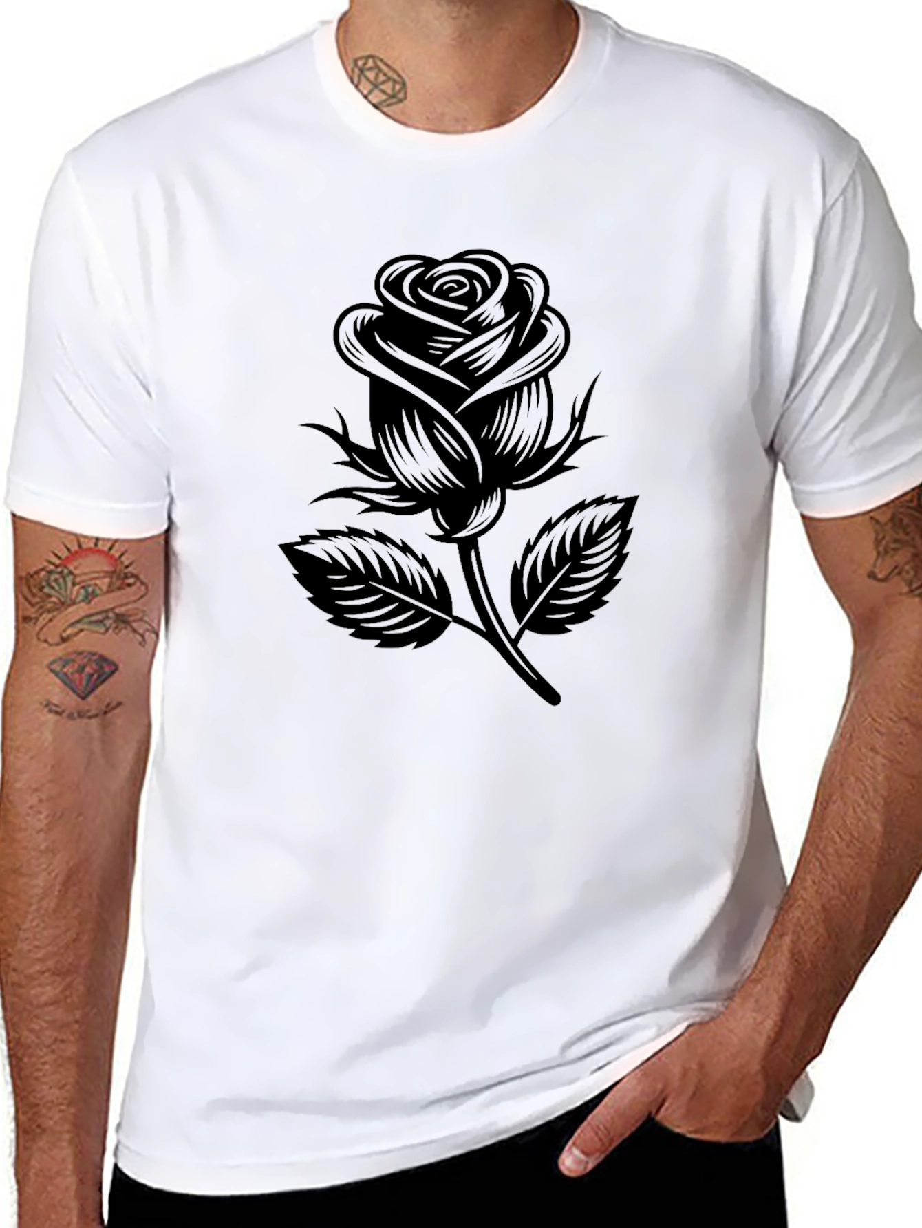Black Rose Graphic T-Shirt - Menswear