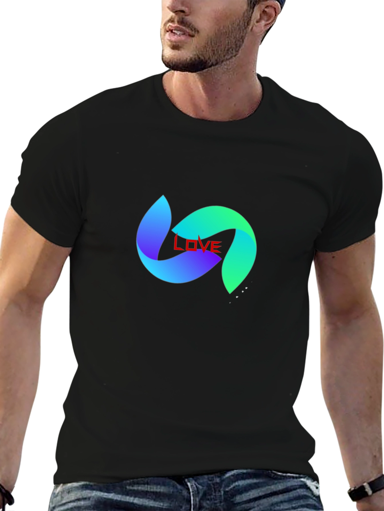 Love Abstract Graphic Print Black T-Shirt