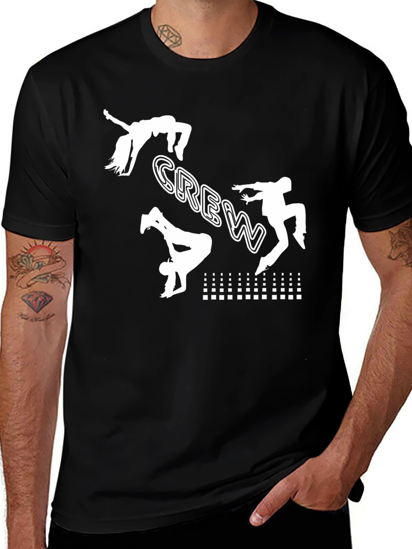Black Crew Graphic Tee - Breakdance Design