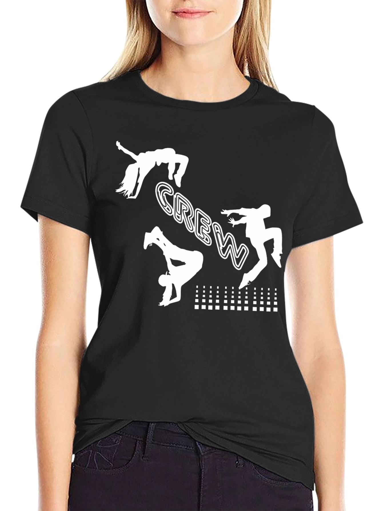 Black Crew Graphic Tee - Breakdance Design