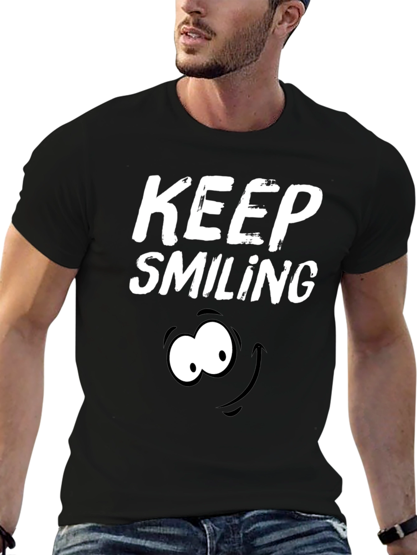 Keep Smiling Black Graphic T-Shirt