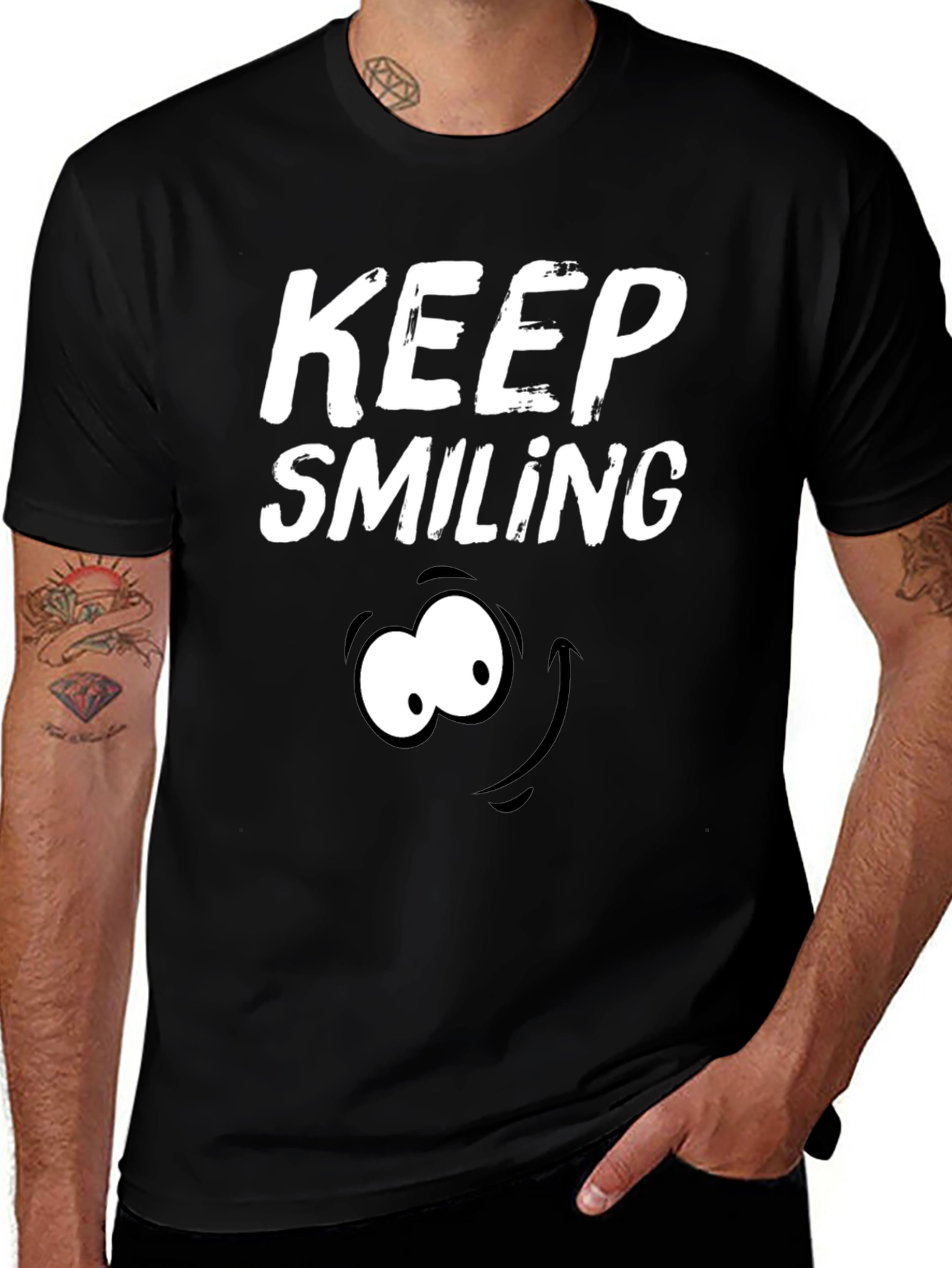 Keep Smiling Black Graphic T-Shirt