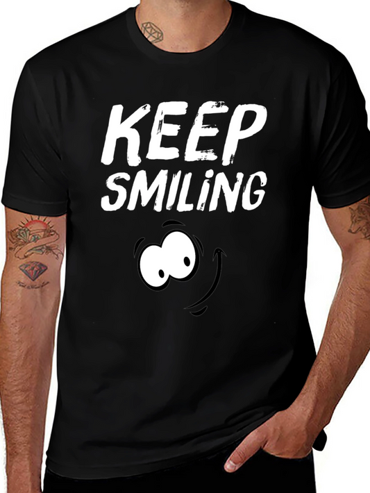 Keep Smiling Black Graphic T-Shirt