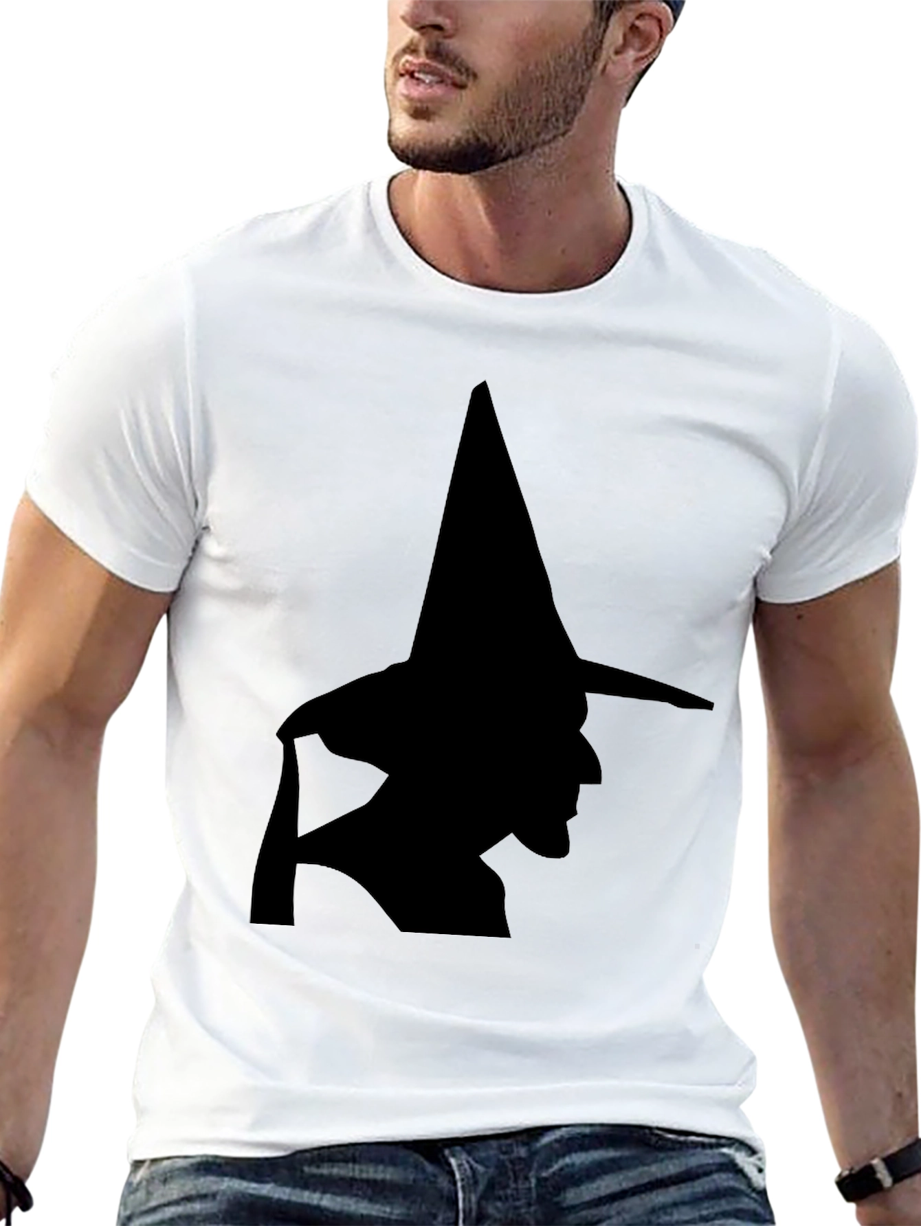Witch Silhouette Black T-Shirt - Halloween Style