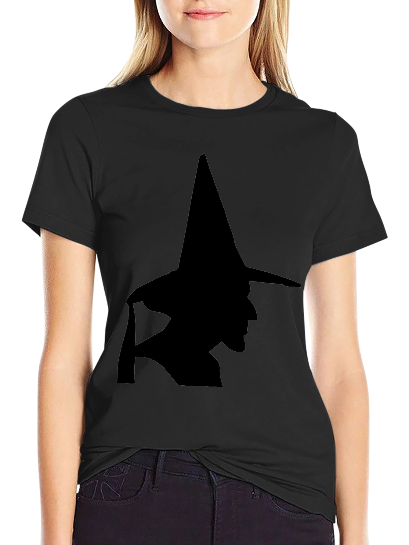 Witch Silhouette Black T-Shirt - Halloween Style