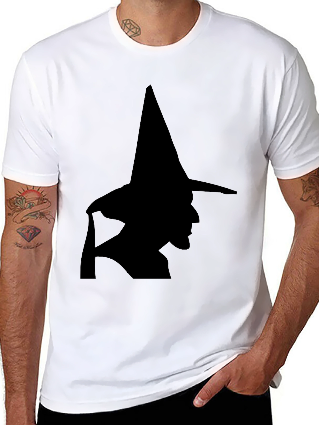 Witch Silhouette Black T-Shirt - Halloween Style