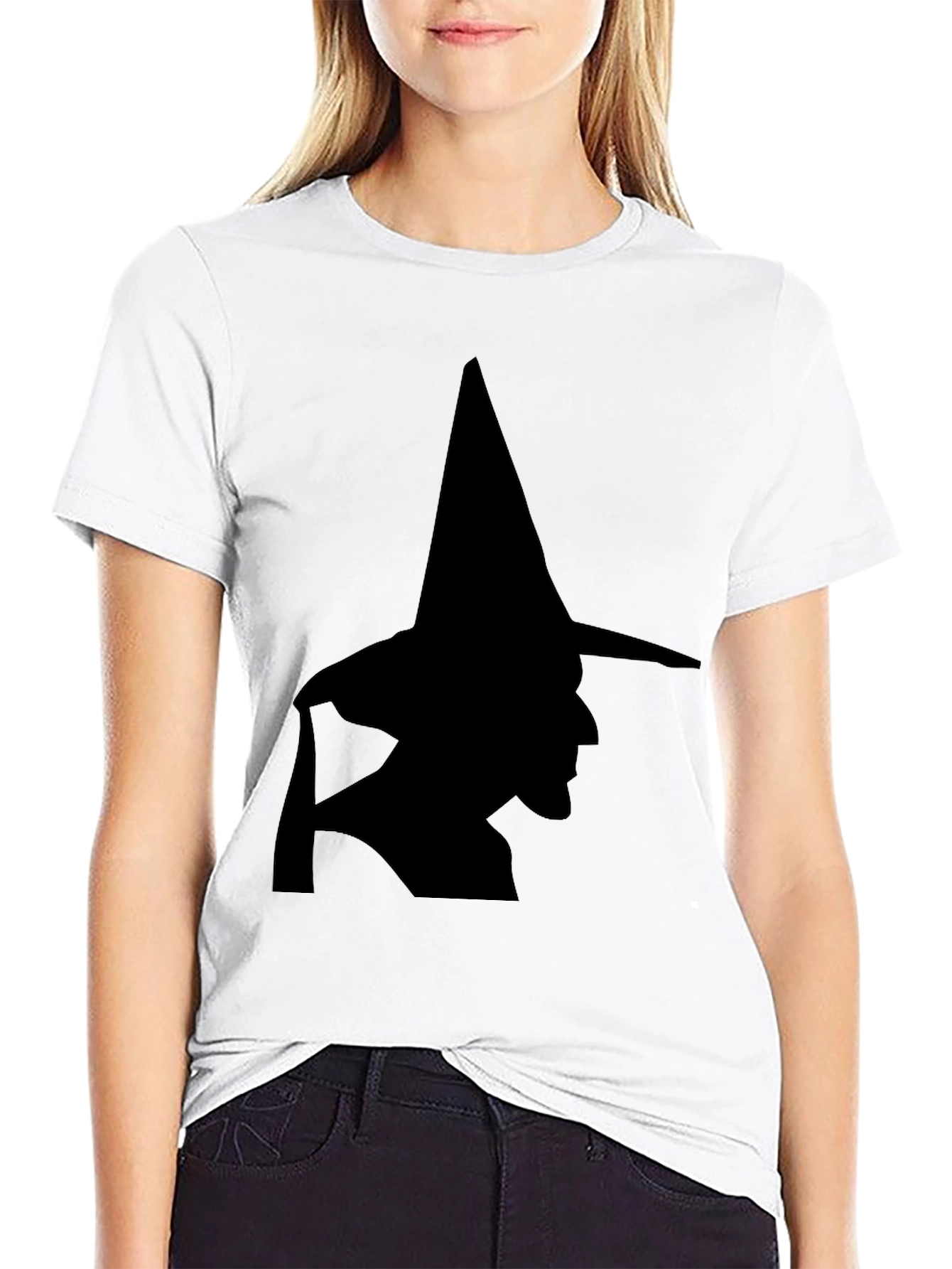 Witch Silhouette Black T-Shirt - Halloween Style