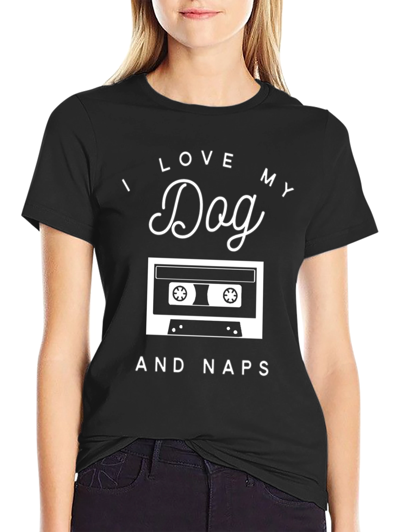 I Love My Dog and Naps Black T-Shirt