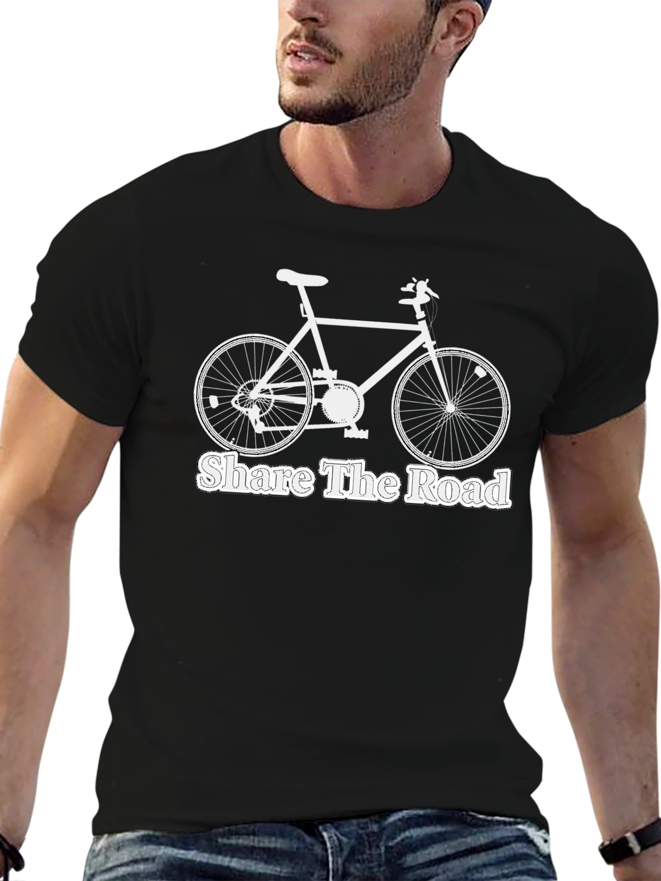 Share The Road Bicycle Graphic Tee - Black Cotton