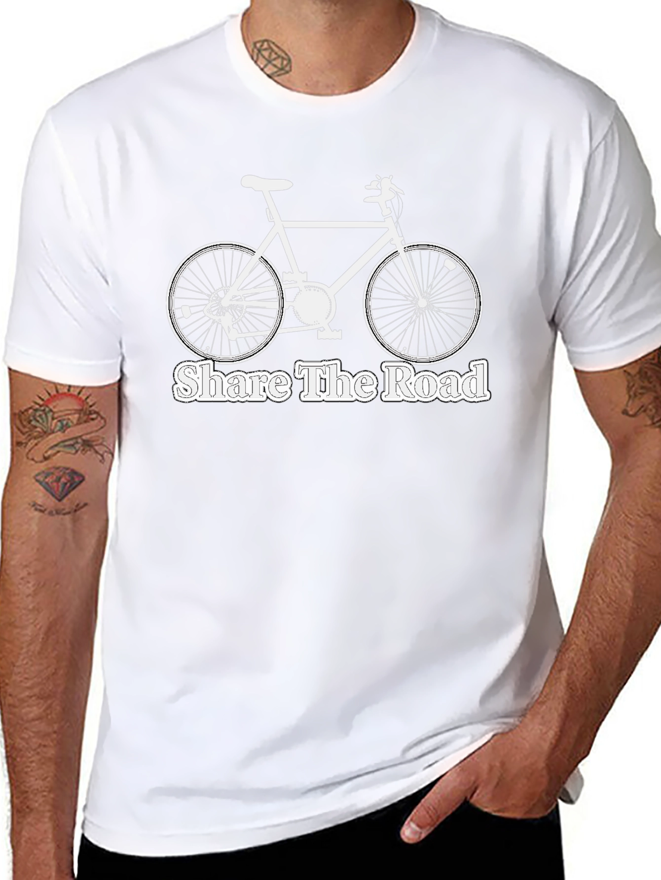 Share The Road Bicycle Graphic Tee - Black Cotton