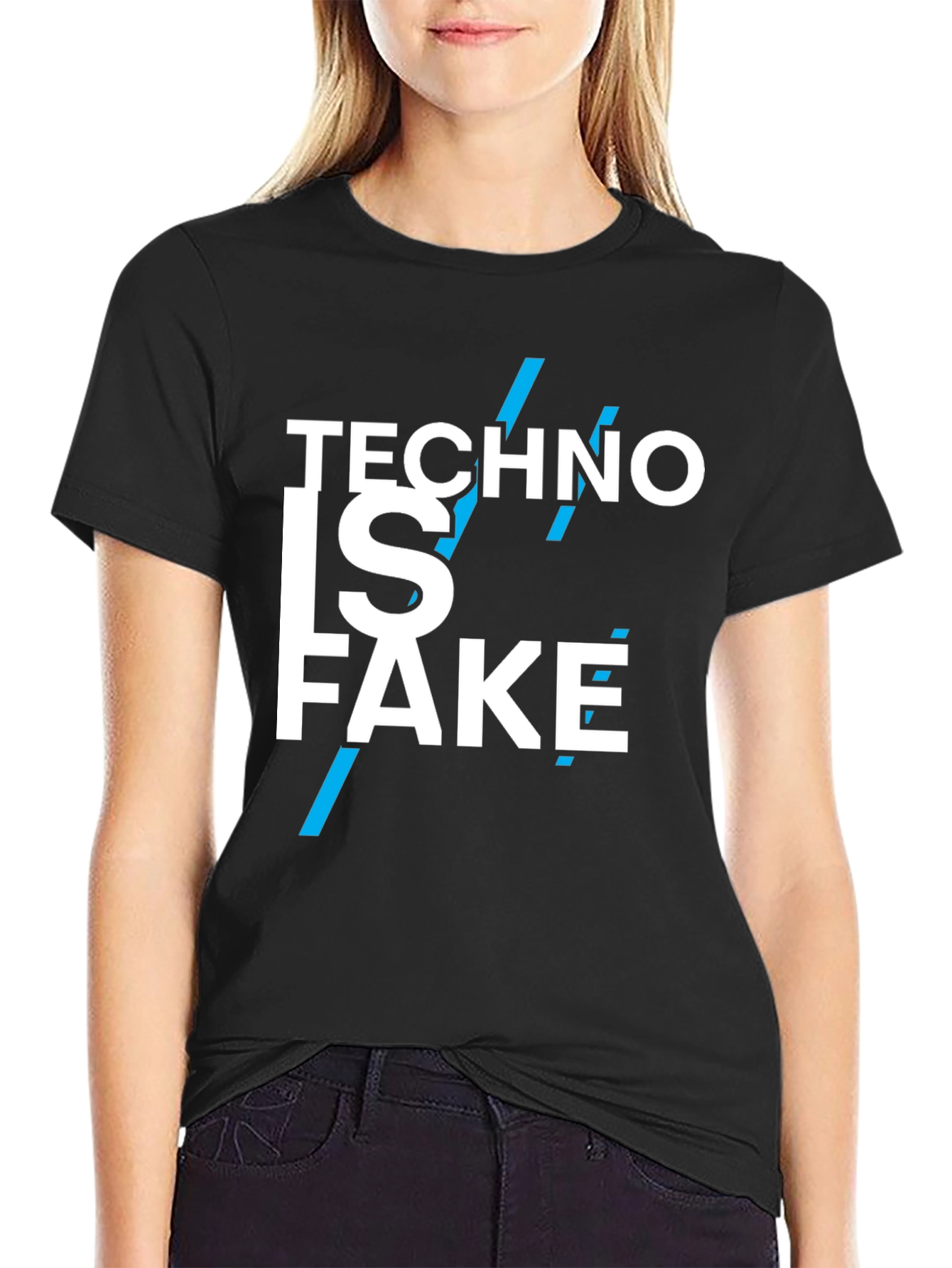 Techno Is Fake Black Graphic T-Shirt