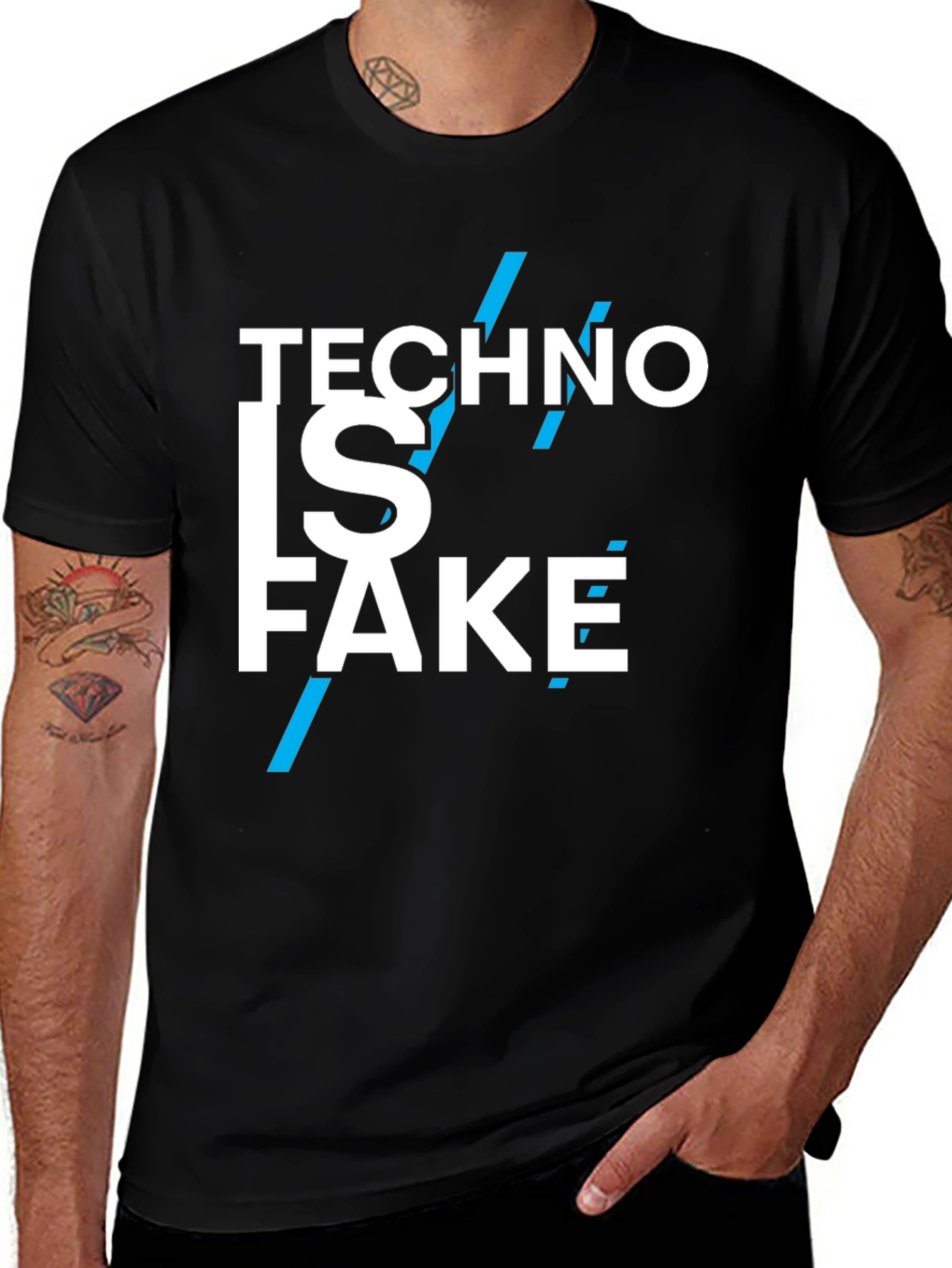 Techno Is Fake Black Graphic T-Shirt