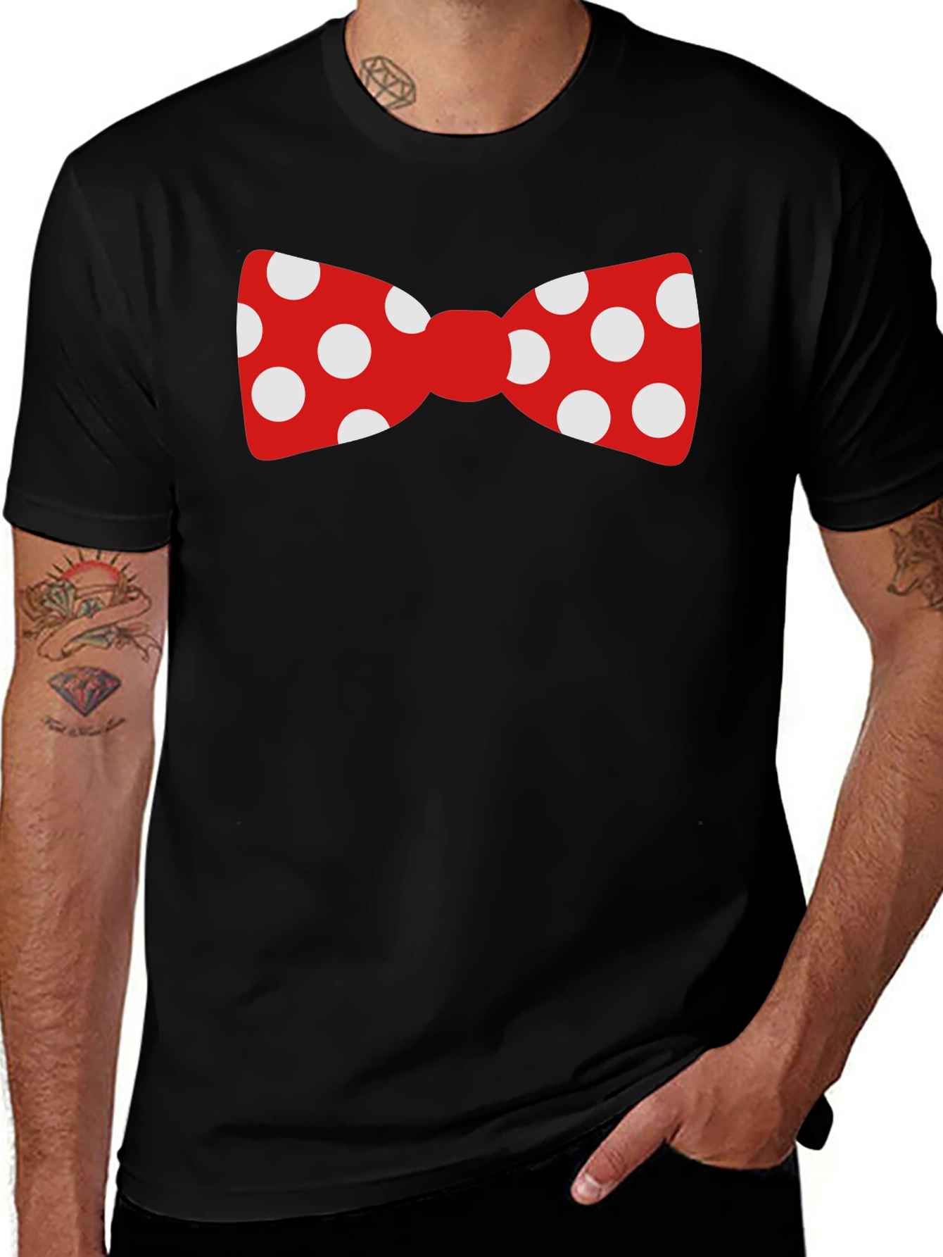 Polka Dot Bow Tie Black T-Shirt