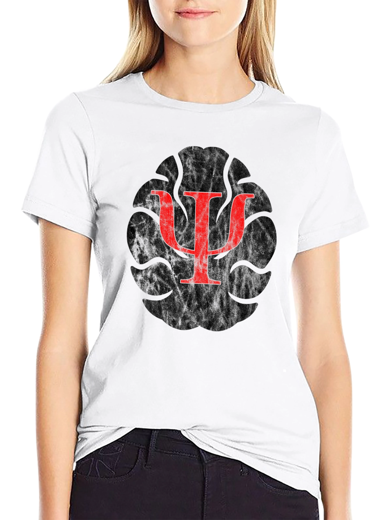 Red Psychology Symbol Graphic Tee - Unisex Black T-Shirt