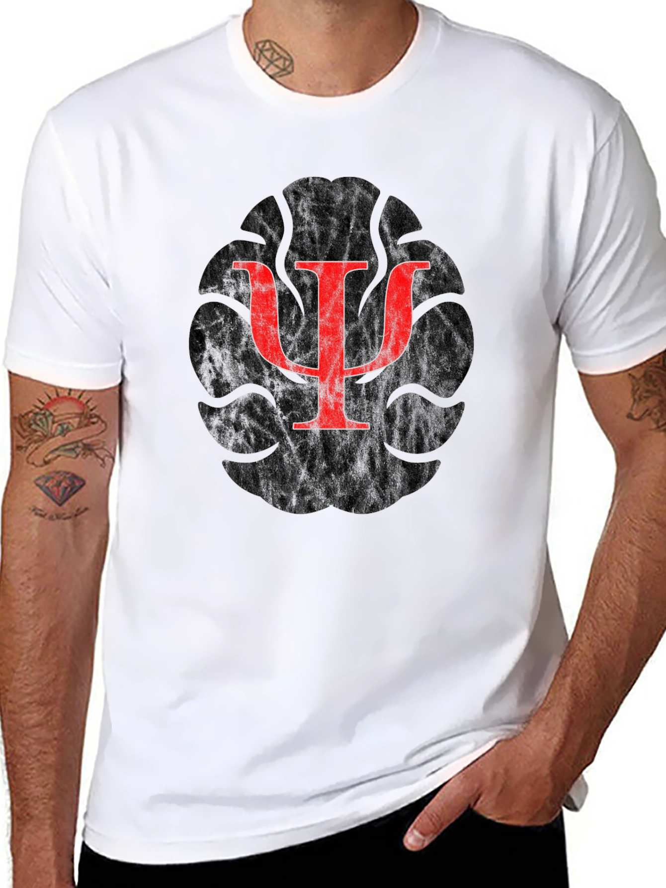 Red Psychology Symbol Graphic Tee - Unisex Black T-Shirt