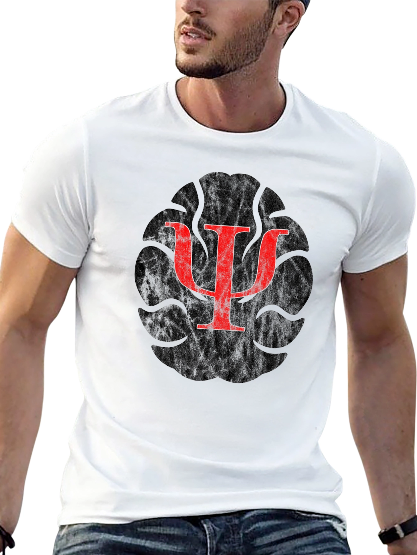 Red Psychology Symbol Graphic Tee - Unisex Black T-Shirt