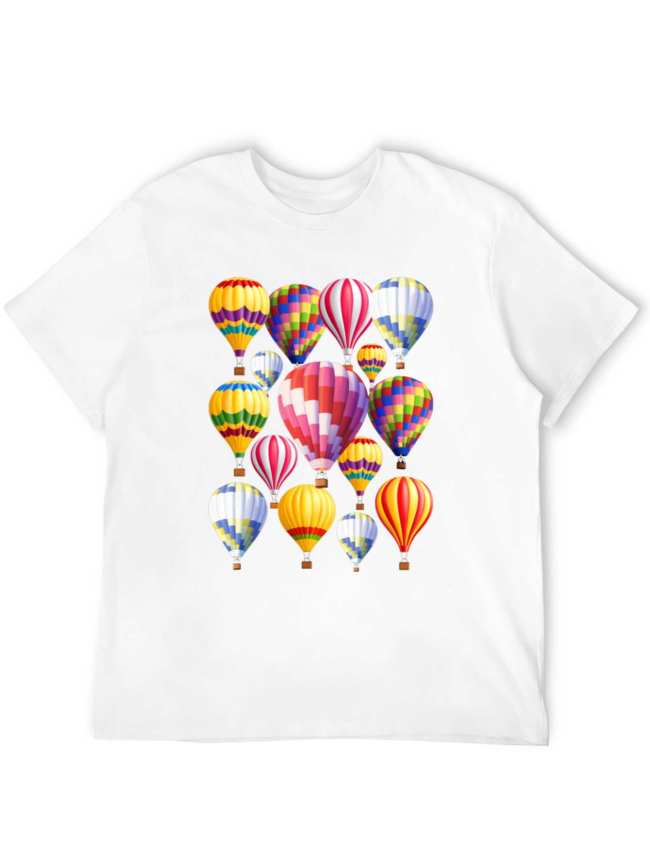 Hot Air Balloon Pattern Black T-Shirt
