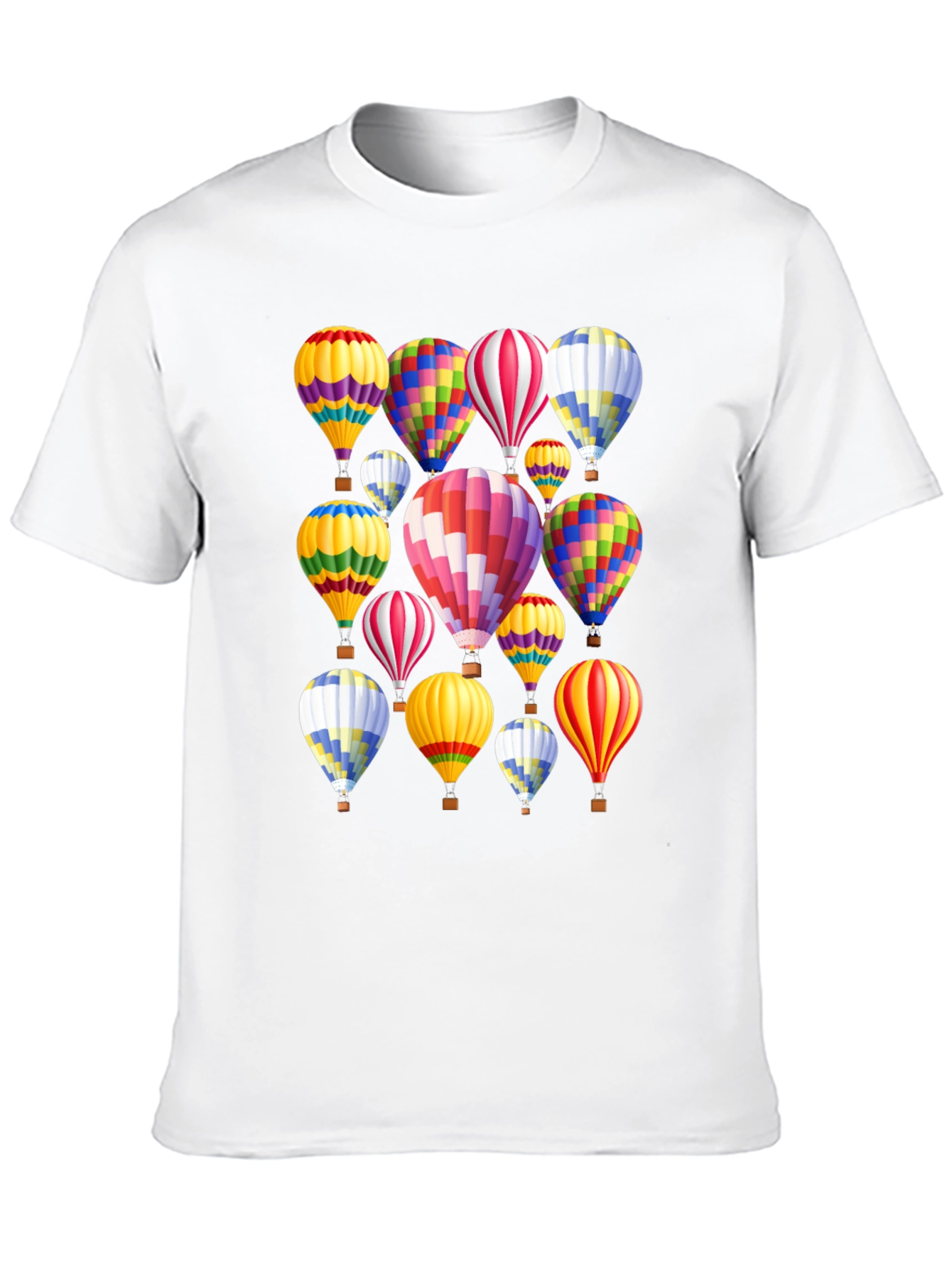 Hot Air Balloon Pattern Black T-Shirt