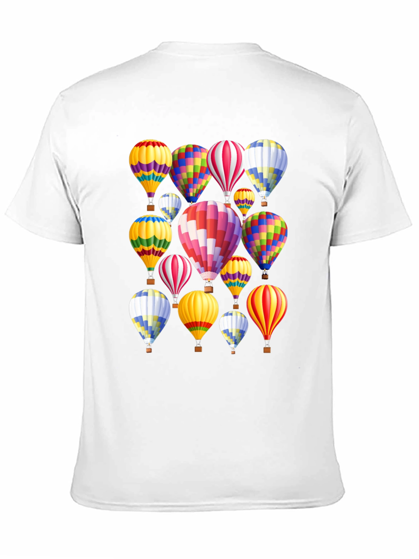 Hot Air Balloon Pattern Black T-Shirt