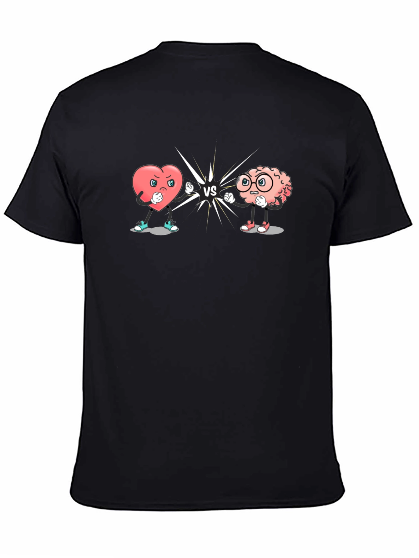Heart vs Brain Graphic T-Shirt - Mens Black Tee