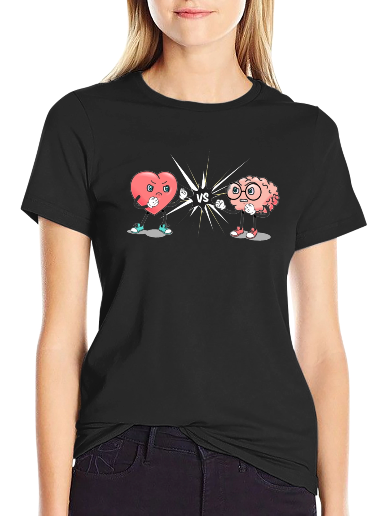 Heart vs Brain Graphic T-Shirt - Mens Black Tee