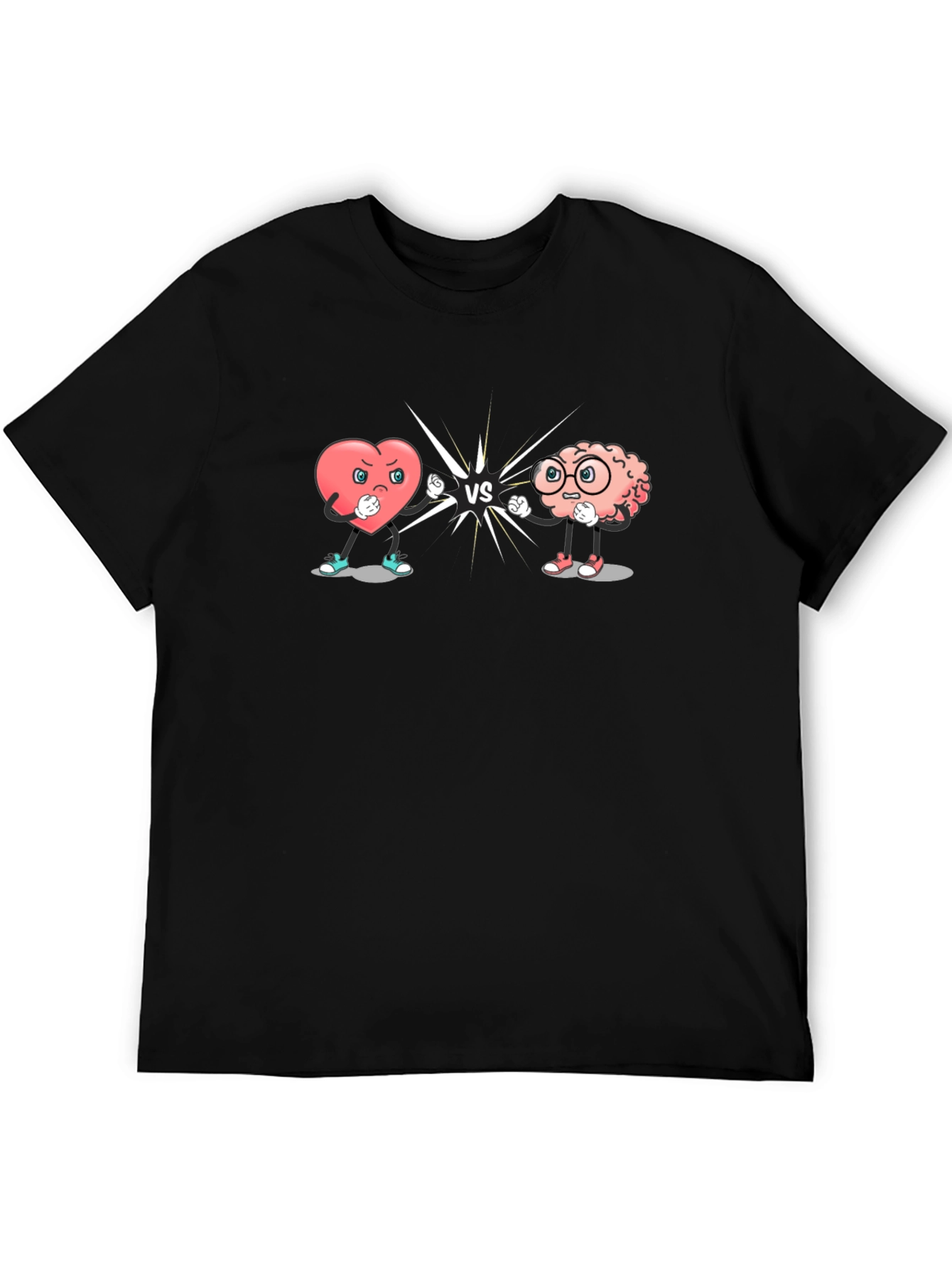 Heart vs Brain Graphic T-Shirt - Mens Black Tee