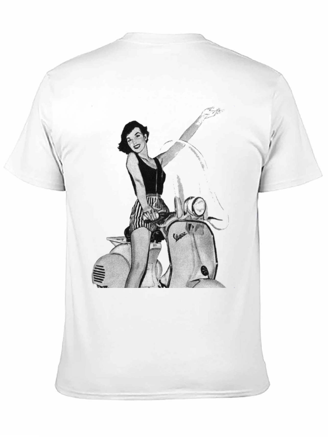 Retro Vespa Girl Black T-Shirt