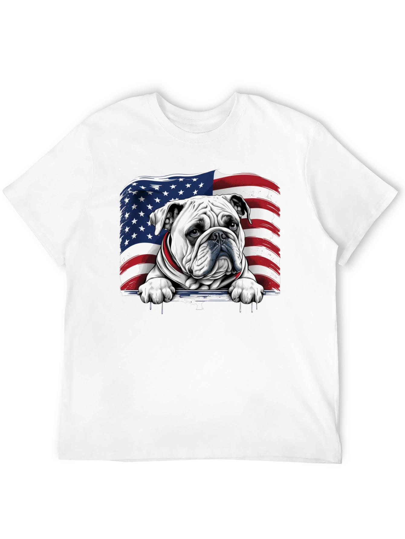 Patriotic Bulldog USA Flag Graphic Tee