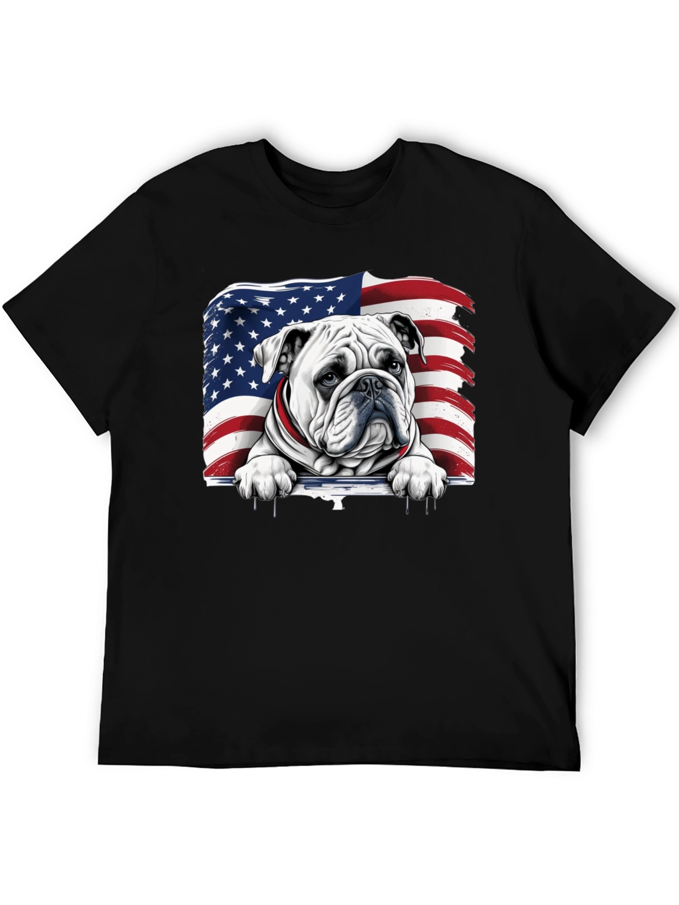Patriotic Bulldog USA Flag Graphic Tee