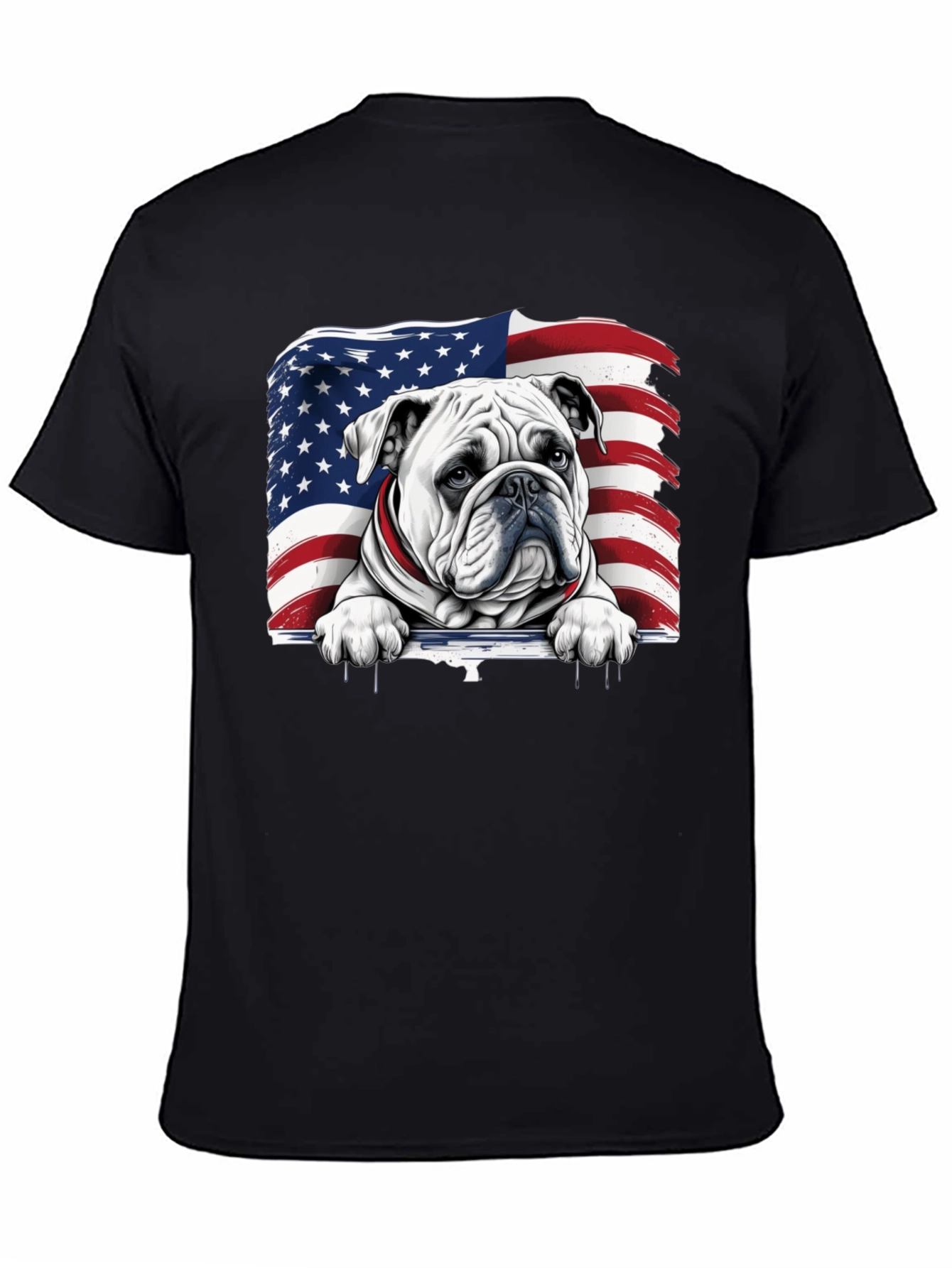 Patriotic Bulldog USA Flag Graphic Tee