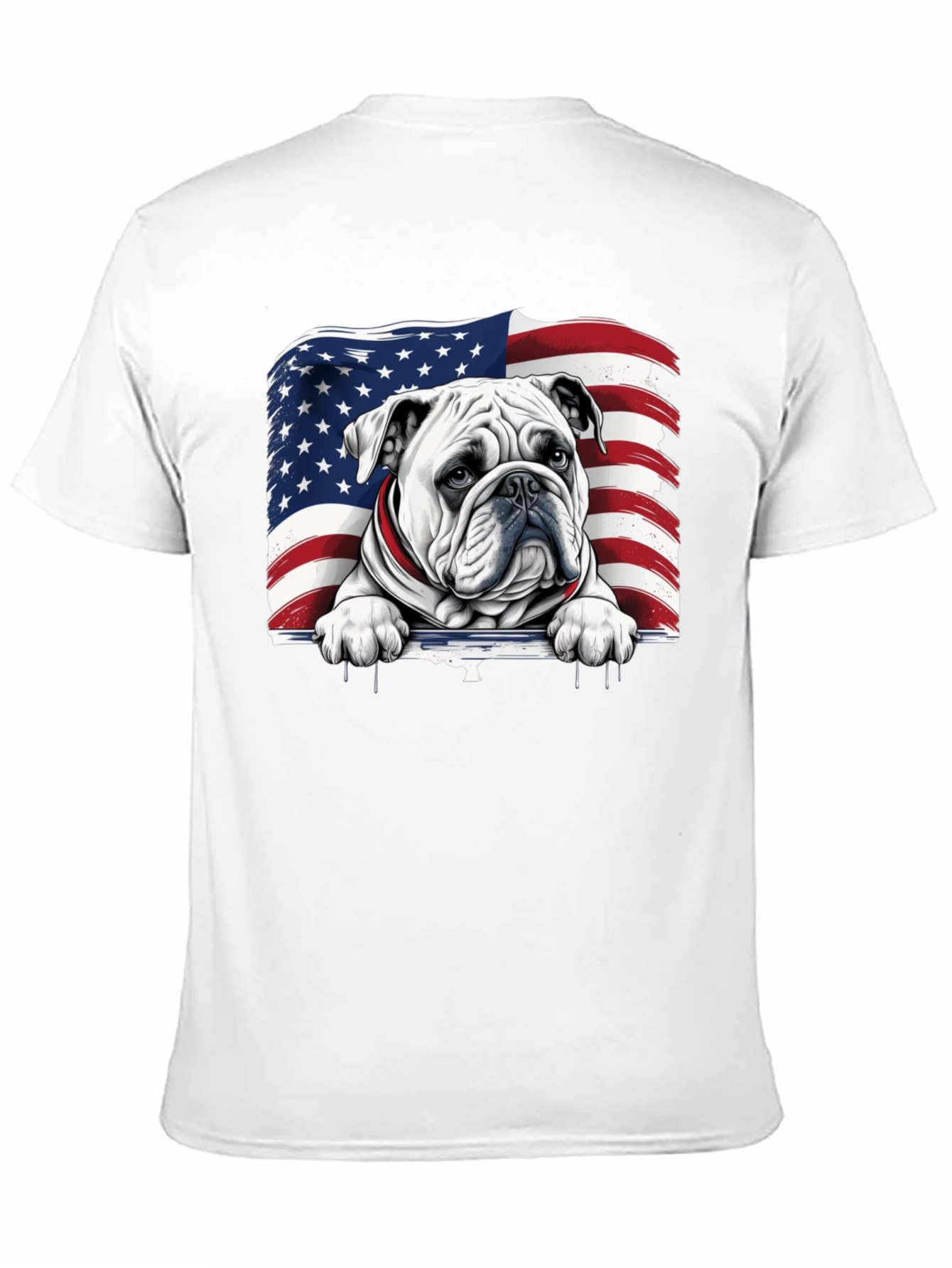 Patriotic Bulldog USA Flag Graphic Tee