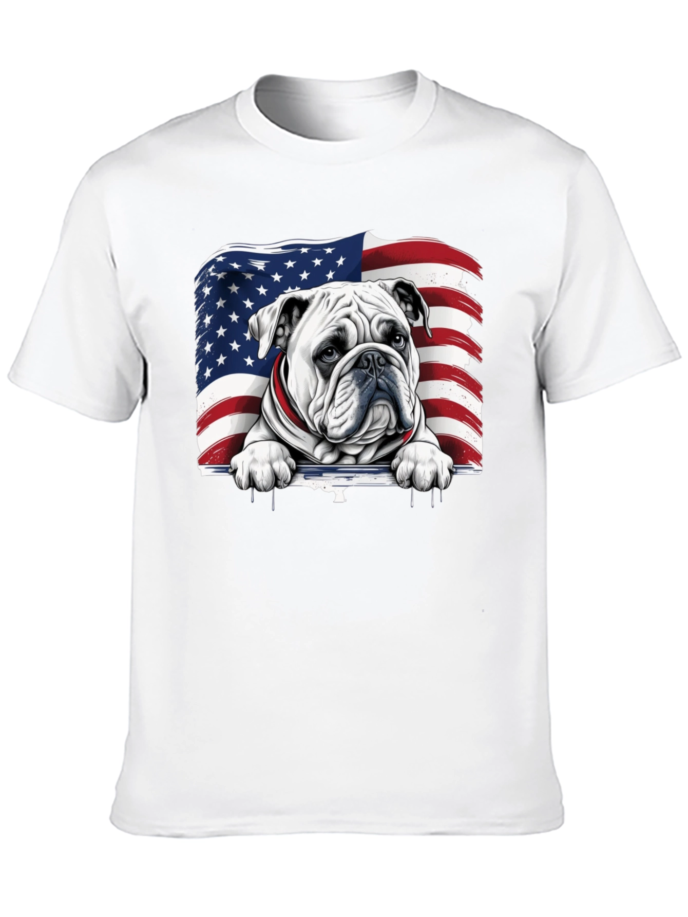 Patriotic Bulldog USA Flag Graphic Tee