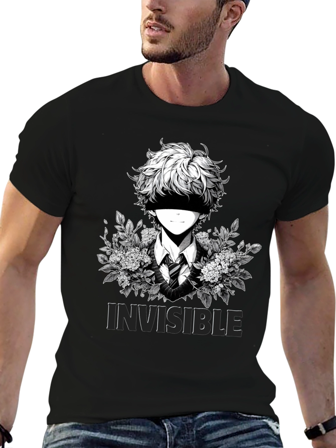 Invisible Anime T-Shirt - Black Graphic Tee