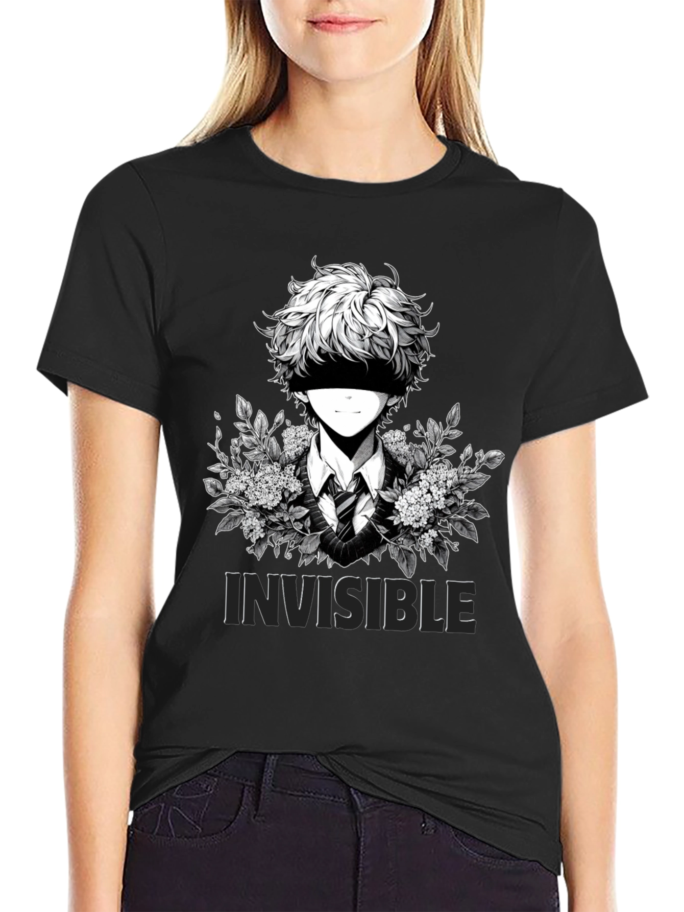 Invisible Anime T-Shirt - Black Graphic Tee